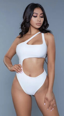 Be Wicked Quinn One Shoulder One Piece -Bikini Essence Sales Store BW 1976 white front 2020JUN23576