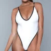 Be Wicked Payton Thong One Piece Swimsuit -Bikini Essence Sales Store BW 1981 white front 2020JUN23576