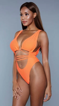 Be Wicked Makayla One Piece Swimsuit -Bikini Essence Sales Store BW 1982 orange side 2020JUN23576