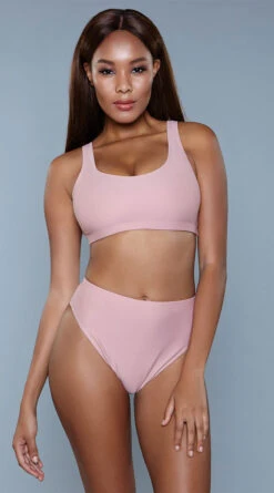 Be Wicked Vera High Waist Bikini Swimsuit -Bikini Essence Sales Store BW 1985 pink front 2020JUN23576