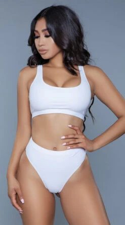 Be Wicked Vera High Waist Bikini Swimsuit -Bikini Essence Sales Store BW 1985 white front 2020JUN23576