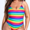 Plus Size Reveal Your True Stripes One Piece Swimsuit