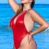 Plus Size High Tide Ribbed One Piece Swimsuit 2 Plus Size High Tide Ribbed One Piece Swimsuit -Bikini Essence Sales Store ES 6656X Red Edito 2022APRIL47823