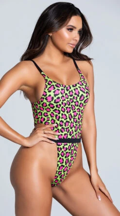 Yandy Cheetah Yourself High Cut One Piece Swimsuit -Bikini Essence Sales Store EY 4173 GREEN PS01282020 6