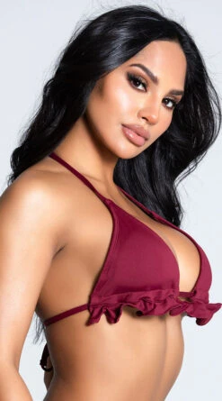 Yandy Riptide Ruffle Triangle Bikini Top -Bikini Essence Sales Store EY 4206T TOP RED 6 PS12172020