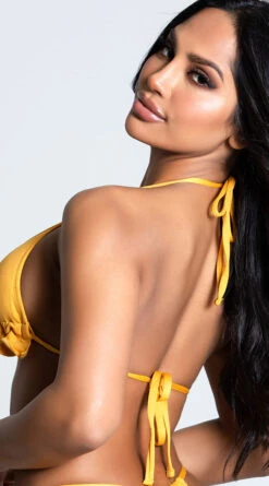 Yandy Riptide Ruffle Triangle Bikini Top -Bikini Essence Sales Store EY 4206T TOP YELLOW 9 PS12172020