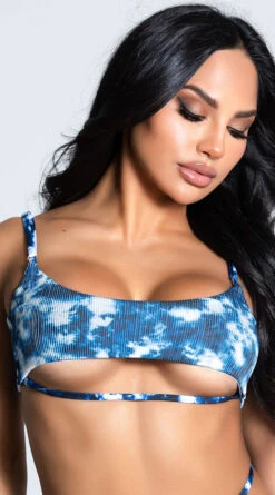 Yandy Tide Dye Underboob Bikini Top -Bikini Essence Sales Store EY 4221T TOP BLUE 3 PS12172020