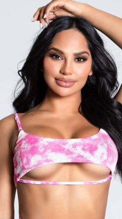 Yandy Tide Dye Underboob Bikini Top -Bikini Essence Sales Store EY 4221T TOP PINK 1 PS12172020