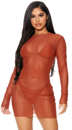 Forplay Sheer Clear Cover-Up Dress -Bikini Essence Sales Store FP 441424 rust alt3 lg 2021APR29176