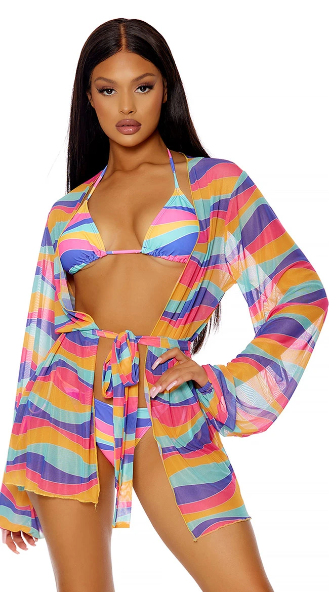 Forplay Cover Me Rainbow Mesh Kimono 3 Forplay Cover Me Rainbow Mesh Kimono