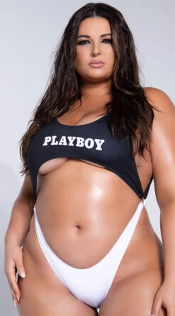Playboy Plus Size Easy Like 80's One Piece 22 Playboy Plus Size Easy Like 80's One Piece -Bikini Essence Sales Store PB 4187X WHTED 1 YANDY PS03242021