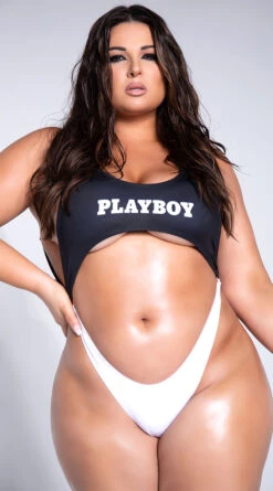 Playboy Plus Size Easy Like 80's One Piece 23 Playboy Plus Size Easy Like 80's One Piece -Bikini Essence Sales Store PB 4187X WHTED 2 YANDY PS03242021