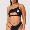 Playboy Peekaboo One Shoulder Bikini -Bikini Essence Sales Store PB EY4332 BLACK F 2022JUNE48744
