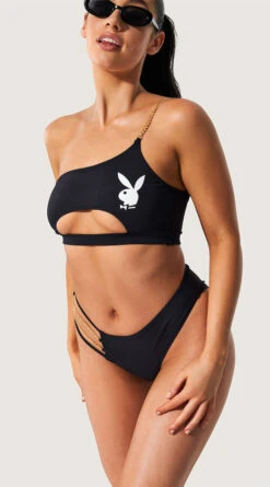 Playboy Peekaboo One Shoulder Bikini -Bikini Essence Sales Store PB EY4332 BLACK F 3 2022JUNE48744